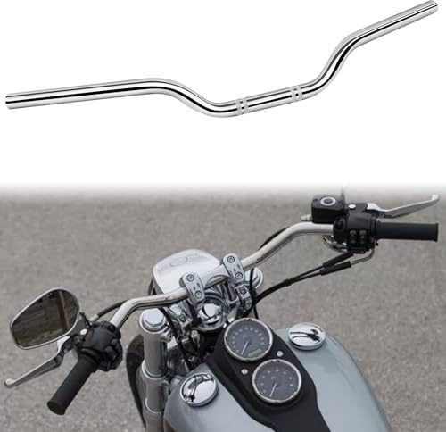 MotorradlenkerCafe Racer Lenker Drag Bars Universal Kompatibel mit Cafe Race Bobber Motocross Dirt Pit Bike ATV Ebike Mini Bike Schwarz (25mm–Chrom)