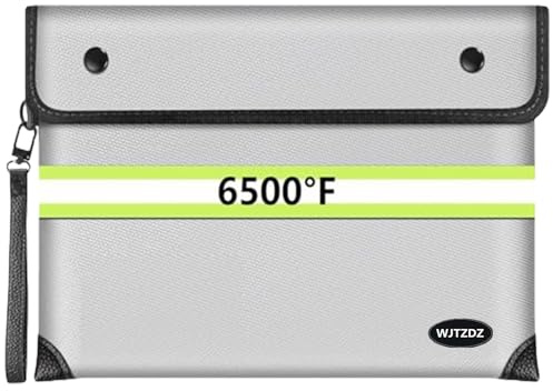 6500 °F Verbesserter Feuerfester Geldbeutel mit Wasserdichtem Reißverschluss für Bargeld,10 Schichten Wärmeisoliertes Material/Reflexstreifen,Feuerfester Beutel mit Griff für Wichtige Dokumente