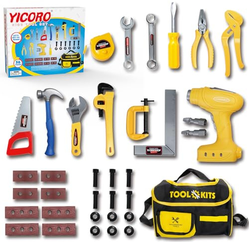 Kids Tool Set – 36 PCS Kids Tool Set with Electric Drill, Pretend Play Toy Tools for Kids Ages 3,4,5,6,7,8 Years Old, Boy Toys