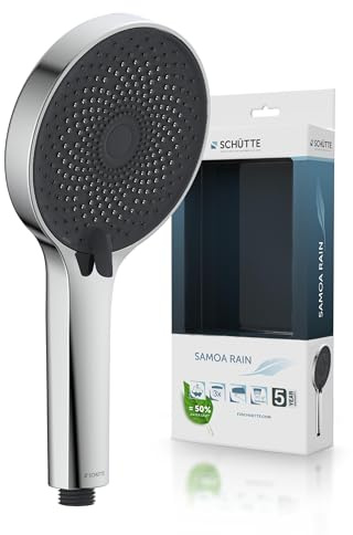 SCHÜTTE Handbrause SAMOA RAIN | Samtstrahl-Technologie | Duschkopf mit über 300 Düsen | 3 einstellbare Strahlarten | Brausekopf Antikalk für die Dusche | Chrom