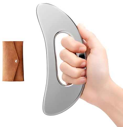 Metal Body Gua Sha Massage Tool with Handle Body Muscle Scraper Tools, Larger Fascia Guasha Metal Tool for Back Neck Face Leg