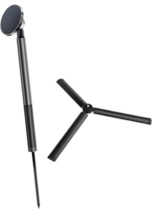 Ronyme Monopiede da Golf con Supporto per Telefono, Accessorio telescopico, Robusto, Lunghezza Regolabile, Multifunzionale, in Lega di Alluminio con, Spike Nero