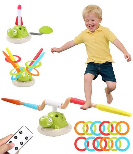 Giochi da Esterno per Bambini 3 in 1 per 3 4 5 6 7 8 9 anni, Sport Outdoor-Spielzeug, Gioco musicale di salto, Gioco di lancio degli anelli, Giocattoli da esterno per il giardino Regali con telecomand