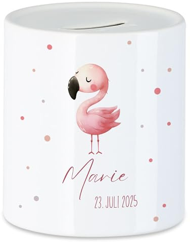 Spardose Kinder mit Namen Personalisiert, Tiermotiv Elefant Geschenk für Mädchen & Junge Geburtstag, Weihnachten, Geburt und Taufe - Sparschwein Geldgeschenk und Wunscherfüller