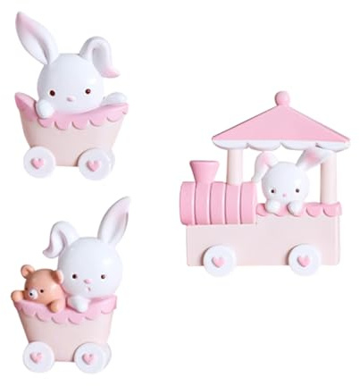 Alipis Niedlicher Bunny Cake Topper aus Hochwertigem Rosa Hasenzug Tortendeko für Geburtstag und Rabbit Theme Feiern Vielseitige Kuchen Raumdekoration
