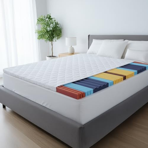 Matratzentopper 80x200 cm Matratzen Topper 5 Zonen Massage Hypoallergen Waschbarer Bezug - Ergonomischer Komfort für Sanftes Schlafen ohne Rückenschmerzen