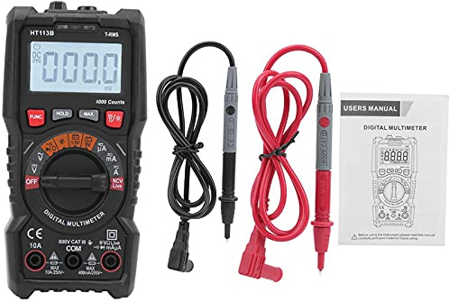 Multimetro digitale Auto Range Multimetro portatile Tester AC DC Corrente Tensione Resistenza Capacità Strumento di misurazione per elettricisti Uso domestico Plastica HT113B (HT113B)