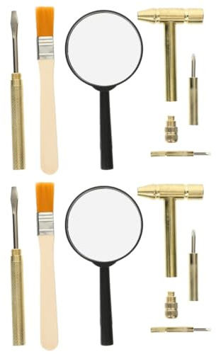 Garneck Fossil Digging Kit for Kids with Dinosaur Excavation Tools Archeology Play Set Includes Hammer Chisel Brush Magnifier for Educational Science and Dino Egg Exploration