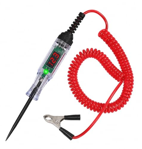 Digital Automotive Circuit Tester 3-120V DC, Car Fuse Tester with LED Voltage Display Extended Spring Wire Heavy Duty Test Light for Vehicle Fuse Battery Wiring Electrical System Check