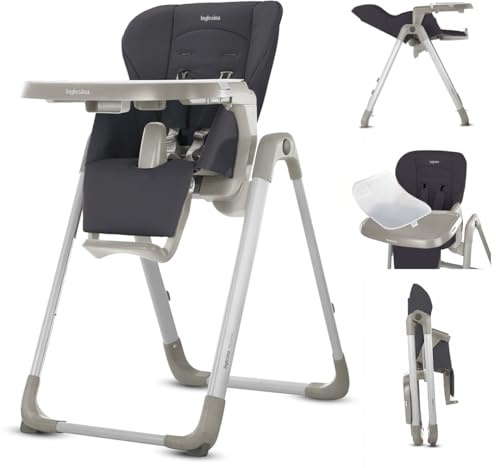 Inglesina My time Hochstuhl Pepper – Verstellbarer Hochstuhl für Babys & Kleinkinder, 4 Höhen- & 3 Liegeeinstellungen, zusammenklappbar, werkzeuglose Montage, BPA-frei, herausnehmbares Tablett für