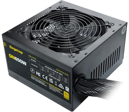 Segotep Fuente de alimentación para Juegos, Serie GP 80 Plus, Fuente de alimentación certificada Dorada con Ventilador silencioso de 120 mm