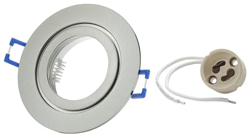 Sweet Led Einbaurahmen inkl. GU10 Fassung 230V IP44 Einbauleuchten-Rahmen Aluminium Einbauspots fürs Bad Möbelleuchten downlight spot rund, Chrom gebürstet