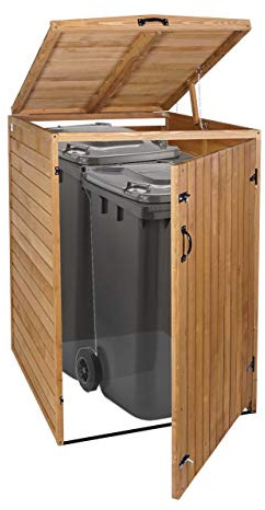 XL 1er-/2er-Mülltonnenverkleidung HWC-H74, Mülltonnenbox, erweiterbar 126x80x98cm Holz FSC® - braun
