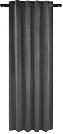 WOLTU Samtvorhänge, für Schlafzimmer Wohnzimmer, Verdunklungsvorhang mit Kräuselband Thermogardine, 300 g/m² Schwere Samtige, 140 x 245 cm, Grau