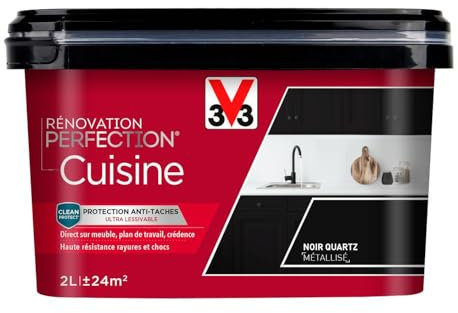 V33 Peinture de rénovation cuisine, Rénovation perfection Noir quartz Métallisé 2L
