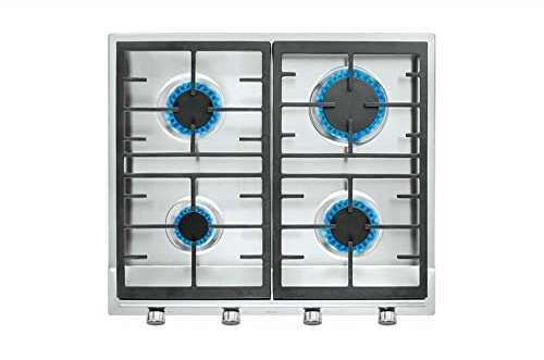 TEKA Placa de Gas 58 cm, 4 Fuegos, Mandos Frontales Metalizados, Quemadores Alta Eficiencia, Autoencendido, Seguridad Termopar, EX 60.1 4G AI AL CI