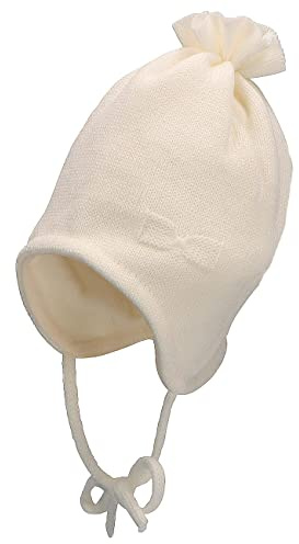 Sterntaler Baby Mädchen Strickmütze Baby Strickmütze Schleife Mütze - Baby Strickmütze - mit Schleife, Ohrenklappen und Bindeband - beige, 41
