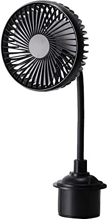 Mini ventilador TOTMOX de 12V/24V para coche, SUV, camión, asiento de barco, ventilador de cuello de cisne USB giratorio eléctrico de 3 velocidades, ventilador portátil negro de bajo ruido