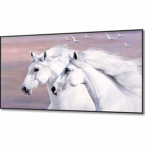ZGmaxCL 5D Diamanten Gemälde Set Puzzles DIY Diamant Malerei Kit Erwachsene Groß weißes Pferd Aesthetic Room Wanddekoration 100x50cm