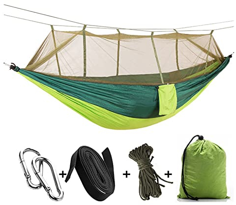 Outdoor-Garten-Hängematte, 1–2 Personen, tragbare Outdoor-Camping-Hängematte mit Moskitonetz, hochfester Fallschirmstoff, Hängebett, Jagd, Schlafschaukel
