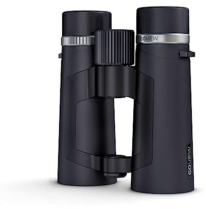 GoView ZOOMR 10x42 Fernglas für Outdoor, Natur, Tierbeobachtung, Reise (10-Fach Zoom, großes Sehfeld, inkl. Zubehör-Set) Phantom Schwarz