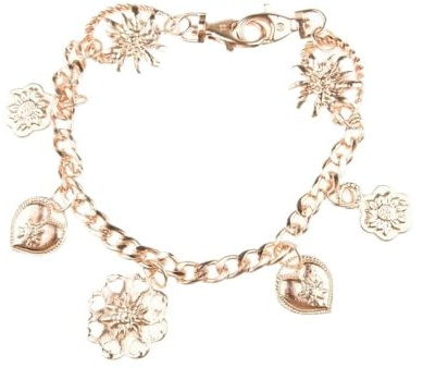 lordies Oktoberfest Charivari Edelweiss Trachten Hosenkette Dirndlkette Herz Blumen Rosegold