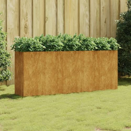 ZEYUAN Lit surélevé de Jardin 200x40x80 cm Acier corten,Bordure Pierre,Kit Gabion,Gabion Jardiniere