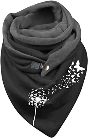 Rrunsv Scarf Women Winterschal Halstücher Damen-Halloween-Schal, warm, Winter, Fledermaus, Druckknopf, weich, lässig, Schals, Tücher Schal Dreieck Schal Eule (Winterschal01 D, One Size)