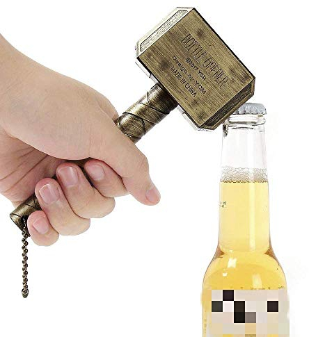 Thor Hammer Bottle Opener Beer Opener,Hammer of Thor Shaped Bottle Opener,Mjolnir Quake Beer Bottle Opener,Perfect for Bar and Domestic Use (Gold)