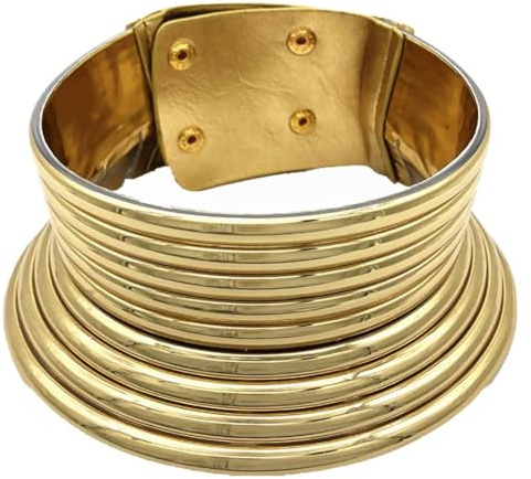 Danshinbow Punk African Choker Halskette Gold Afrika Halsband Halsketten Schmuck Verstellbar für Frauen, Kunststoff