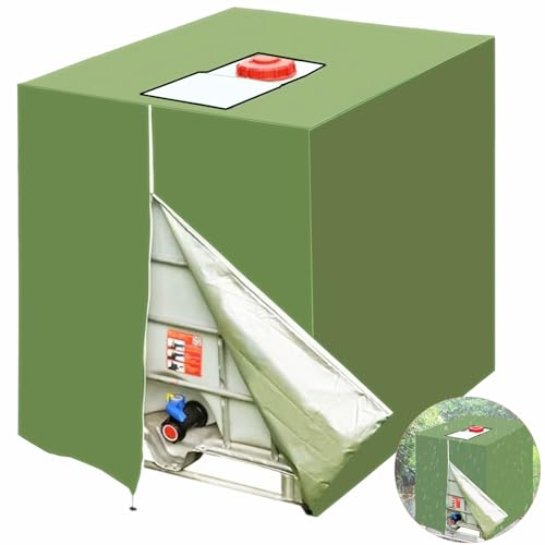 GEDEGOOK IBC Copertura per Serbatoio dell'acqua da 1000L, Accessorio per Serbatoio dell'acqua, Protezione Anti-UV, Copertura Protettiva , Contenitore IBC 120 x 116 x 100cm, Erba Verde