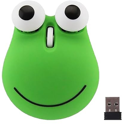 KeautFair Souris sans Fil Dual BT5.1/2.4G Mignon Animal Grenouille Forme Silencieux Portatif Ergonomique 1200DPI pour Ordinateur Portable/PC/iPad/Tablette/Smartphone Windows/iOS/Android(Vert)