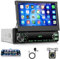 Autoradio 1 Din mit Bluetooth Freisprecheinrichtung IOS/Android Mirror Link 7 Zoll Manuell Einziehbarer Bildschirm Autoradio mit Bluetooth FM Radio/USB/AUX/EQ/Type C Lenkradsteuerung + Rückfahrkamera