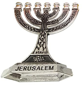 Domasvmd Candelabro tradizionale ebraico Menorah a 7 rami per tempio di Gerusalemme, 12 tribù di Israele Menorah, 7 rami