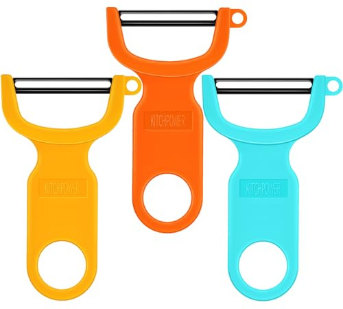 Original Vegetable Peeler, Potato Peelers for kitchen Carbon Steel Blade 3-Pack Orange/Blue/Yellow