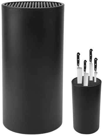 Ceppo portacoltelli senza coltello, universale, rotondo, non equipaggiato con porta utensili, coltello da cucina 0rganizer, posate da cucina per una presa sicura, coltello organizzato e pulito, 22,5 x