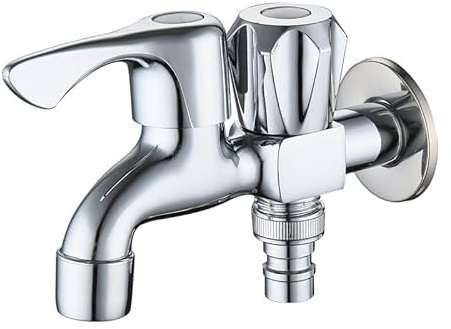Doppel Wasserhahn Garten 1/2 Zoll Doppel Auslaufhahn Garten Wasserhahn Einhebelmischer Mit Doppelauslauf Aus Messing vorderes Ventil Chrom