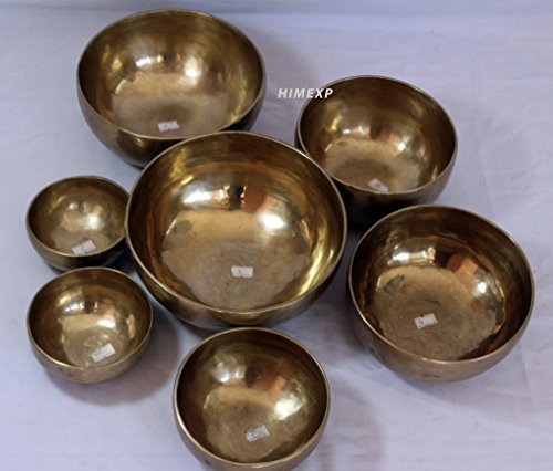 Flfwlass Juego de 7 cuencos tibetanos antiguos del Himalaya antiguo de metal para chacras