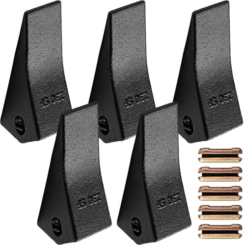 Hicarer Juego de 5 dientes de cucharón de excavadora 230SP con pines, accesorios de minicargadora compatible con funda, ciervo y más
