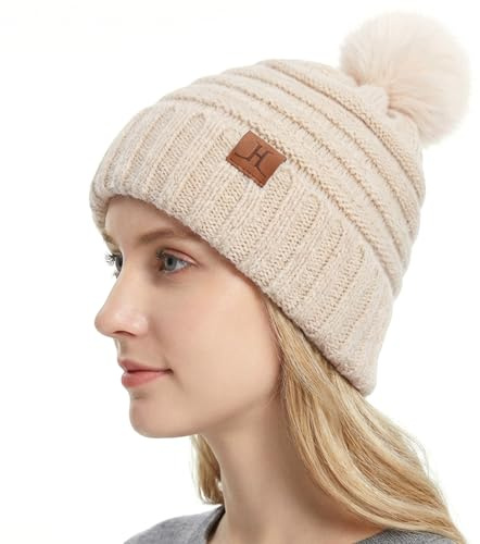 ZASFOU Damen Winter Mütze Beanie mit Fleecefutter Warme Kunst Nerz Samt Wintermütze Thermo Strickmütze Mützen für Frauen Geschenk