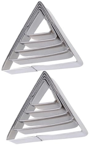 Amosfun 10pcs Stainless Steel Triangle Cookie Moulds DIY Biscuit Cutters for Baking Silver Color for Home and Shop Use