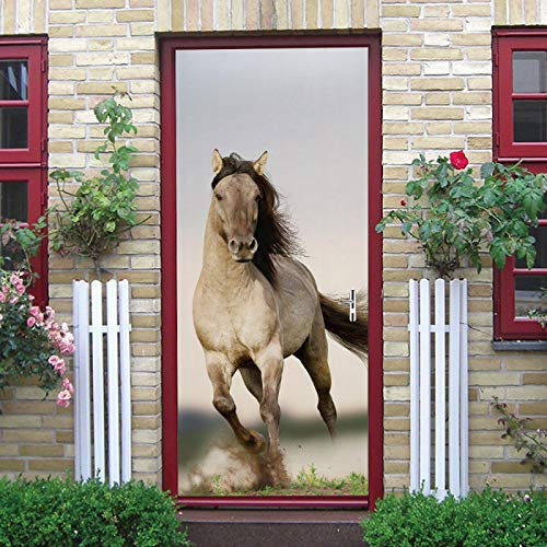 Halloween-Türaufkleber, Pferd, 85 x 215 cm, 3D-Kunst-Aufkleber, Dekoration, Wandfenster, abnehmbares Wandbild, Poster, Landschaft
