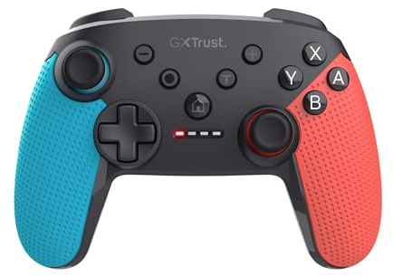 GXTrust Muta Bluetooth Nintendo Switch Controller, Blue Rot | Gaming Controller mit Play-and-Charge-Kabel, Dual-Shock-Vibration, 15h Spielzeit, Aufladbarer Akku, für Switch Lite OLED