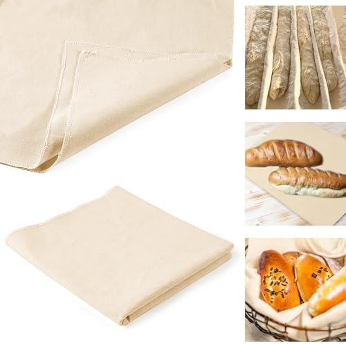 3 Stück Bäckerleinen Leinentuch, Teigtuch Brot Backen Zubehör 75 x 45 cm | Strudeltuch aus Naturleinen, Teigtuch Gärfolie, Bäckerleinen Brottuch, Brotbackzubehör für Brot Fermentieren