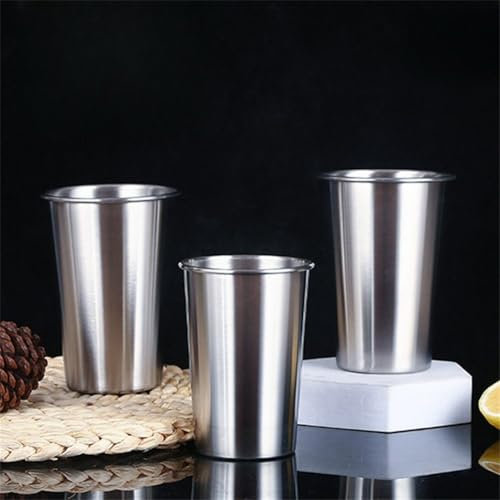 Bicchiere da birra in acciaio inox argentato, 10 pezzi, 350 ml, riutilizzabile e impilabile, per vacanze, picnic, campeggio