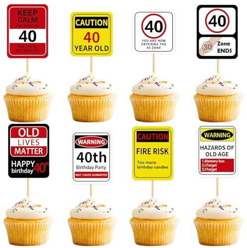 Blumomon 36Pcs 40th Happy Birthday Cupcake Toppers Happy 40 Cupcake Decoration Cheers to 40 Years Cake Decoration for 40th Birthday Party Decoration 40th Anniversary Cake Decoration