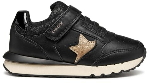 Geox J Fastics Girl, Zapatillas, Black Lt Gold, 39 EU