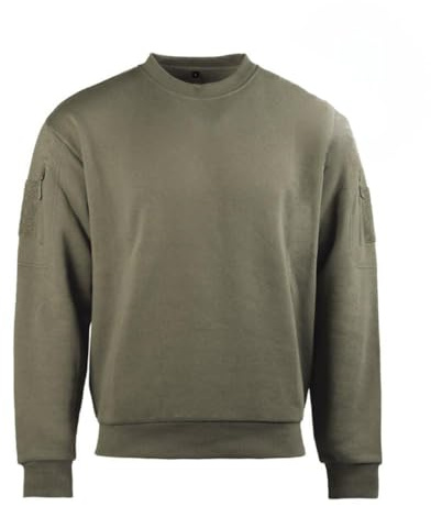 Mil-Tec Tactical Sweatshirt Rundhals • Rundhals Sweater mit Oberarmtaschen & Kopfhörerausgang • Taktischer Pullover für Freizeit, Outdoor. Training • Sweatshirt Herren in vielen Farben & Größen