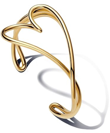PANDORA Essence 563808C00-3 - Pulsera de plata de ley con forma de corazón (21 cm), diseño de corazón, 21cm, Plata de ley, No es una piedra preciosa
