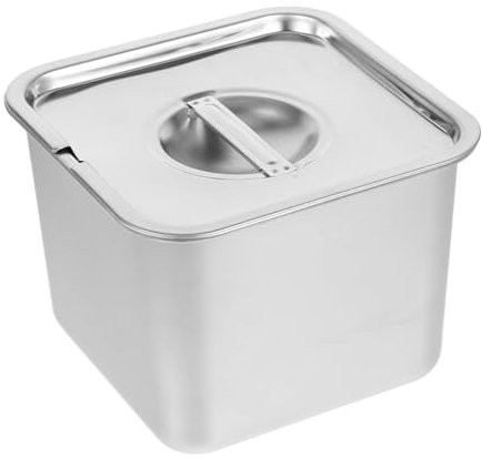 EXHUMKY Recipiente Metálico Para Guardar Helado Casero 16 Cm Acero Inoxidable Con Tapa Hermética Almacenamiento Congelador Yogur Envase Reutilizable